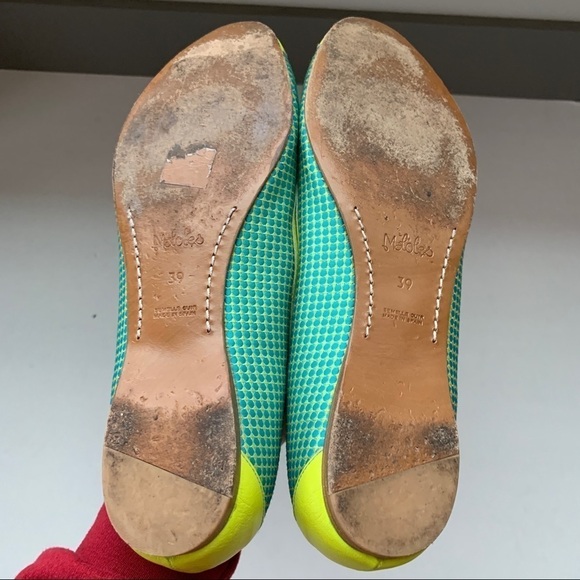 Maloles Anthropologie Yellow & Turquoise w/Lace-Up detail Flats Size 39 - Picture 8 of 8